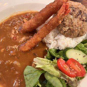 Cafe de l'Orangerie - Hayashi rice special: hamburger steak plus two prawns - Japanese Near Me - Vancouver, British Columbia Cafe de l'Orangerie - Hayashi rice special: hamburger steak plus two prawns - Japanese Near Me - Vancouver, British Columbia