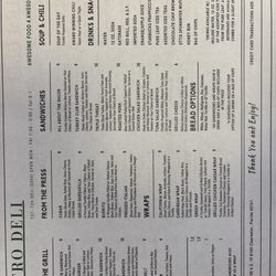 Metro Deli - Menu