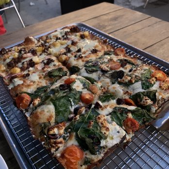 Union Squared - Evanston - 10" x 14" Whole Detroit Michoacan Pizza 10" x 14" Whole Greektown Spinach Pizza - Pizza Near Me - Evanston, Illinois