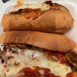 Meatballs and eggplant sub. Meatballs and eggplant sub.