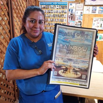 Rainbow Pizza - The lovely and friendly Dolores at Rainbow Pizza - Greek Near Me - San Mateo, California Rainbow Pizza - The lovely and friendly Dolores at Rainbow Pizza - Greek Near Me - San Mateo, California