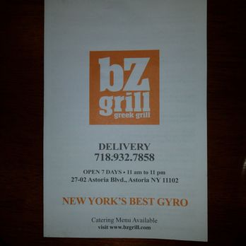 BZ Grill - Menu (front) - Greek Near Me - Astoria, New York BZ Grill - Menu (front) - Greek Near Me - Astoria, New York
