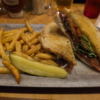 Moab Brewery - BLTA sandwich with applewood bacon, lettuce, tomato, avocado, cheddar cheese, and garlic aioli served with fries. - American Near Me - Moab, Utah
