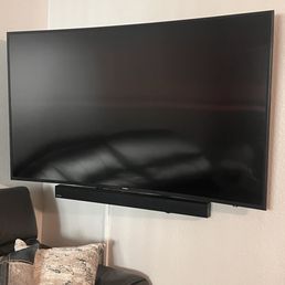 My mounted TV in my living room. My mounted TV in my living room.
