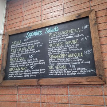 Baygreens - a menu on a brick wall - Salad Near Me - Oakland, California Baygreens - a menu on a brick wall - Salad Near Me - Oakland, California