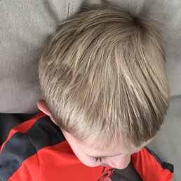 Chop job. Check out the strand sticking out on the lower left.  My son is a good customer, sits still.  Pretty disappointed.