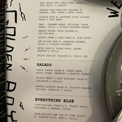 Golden Boy - Menu