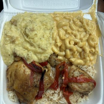 The Greasy Spoon - Herb Roasted Chicken mashed potatoes and macaroni and cheese - Soul Food Near Me - Houston, Texas The Greasy Spoon - Herb Roasted Chicken mashed potatoes and macaroni and cheese - Soul Food Near Me - Houston, Texas