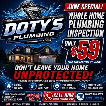 Dotys Plumbing - Promo for the moth of June only - Water Heater Installation/Repair Near Me - Mora, Minnesota Dotys Plumbing - Promo for the moth of June only - Water Heater Installation/Repair Near Me - Mora, Minnesota