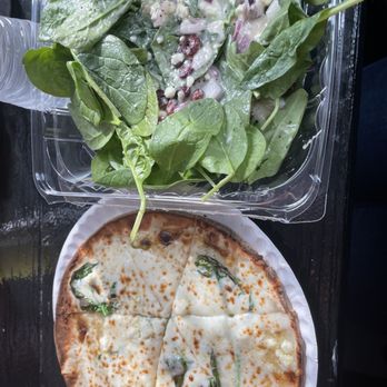 Good News Brewing - Spinach salad with feta, cranberries and vampire pizza ( garlicky) on gluten free crust. - Breweries Near Me - Saint Charles, Missouri Good News Brewing - Spinach salad with feta, cranberries and vampire pizza ( garlicky) on gluten free crust. - Breweries Near Me - Saint Charles, Missouri