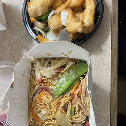 China Star - Lo-Pork Low Mein. Sweet and Sour Chicken