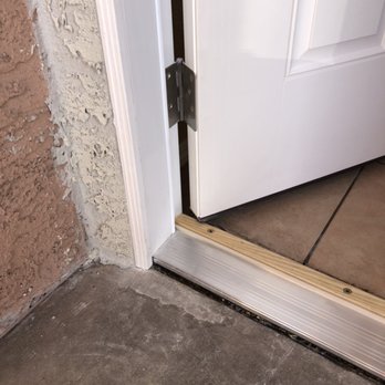 Maintenance Masters - Bottom corner of install and applied clear sealant to outside of threshold - Handyman Near Me - Las Vegas, Nevada Maintenance Masters - Bottom corner of install and applied clear sealant to outside of threshold - Handyman Near Me - Las Vegas, Nevada