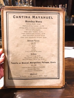 Menu photo 6 Cantina Mayahuel San Diego, CA