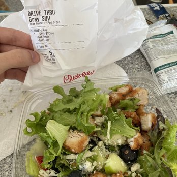 Chick-fil-A - On the ticket it clearly says -blue cheese, but on the salad there is blue cheese. - Fast Food Near Me - California, Maryland Chick-fil-A - On the ticket it clearly says -blue cheese, but on the salad there is blue cheese. - Fast Food Near Me - California, Maryland