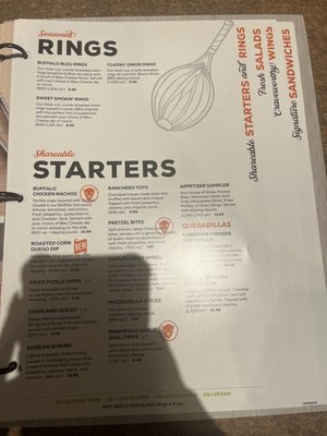 Menu photo 4 Wings and Rings Bedford, IN