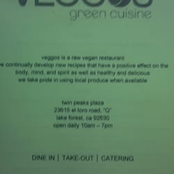 VEGGOS - Their starting menu, with a promise to "continually develop new recipes..."