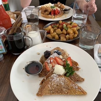 Lapisara Eatery - I got the French toast and my friend ordered with Chicken and Waffles with a side of Potatoes. - Breakfast & Brunch Near Me - San Francisco, California