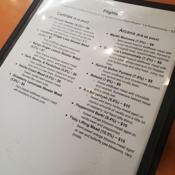 Arcane Mead & Winery - Small portion of the large menu - Meaderies Near Me - Providence, Rhode Island