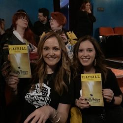 Harry Potter and the Cursed Child - Every day we're Hufflepuffin'! Notice some witches behind us, and there were plenty of wizards, too! Expecto Patronum!