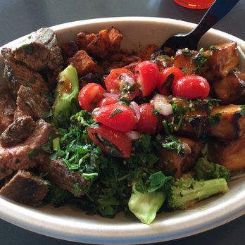 Bolay - Black forbidden rice cilantro noodles steak tofu minted tomatoes cajun sweet potatoes broccoli and asias herb mix - New American Near Me - Boca Raton, Florida