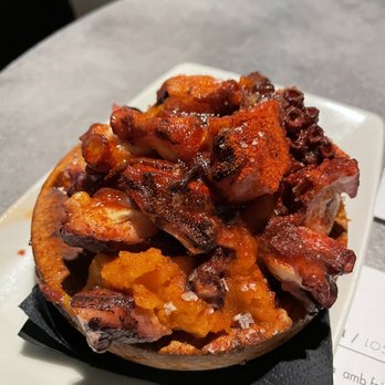 Vinitus Germà Petit - Octopus accompanied with some mushy potatoes. Definitely don't recommend (photo taken after we started eating) - Tapas Bars Near Me - Barcelona, B Vinitus Germà Petit - Octopus accompanied with some mushy potatoes. Definitely don't recommend (photo taken after we started eating) - Tapas Bars Near Me - Barcelona, B