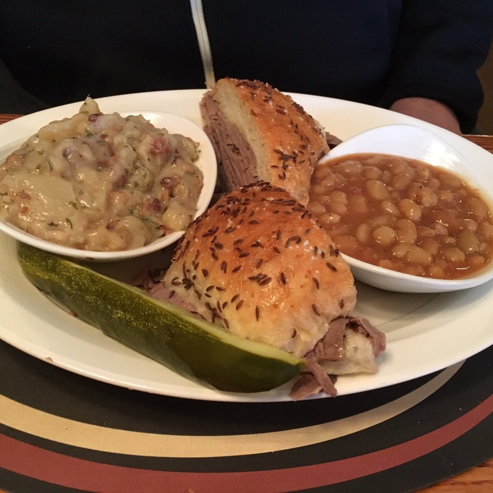 Beef'n Barrel - German potato salad beef on wick and baked beans - Steakhouses Near Me - Olean, New York