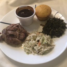 Pulled Pork, Hot Collards, Fresh Slaw, Corn Muffin Pulled Pork, Hot Collards, Fresh Slaw, Corn Muffin
