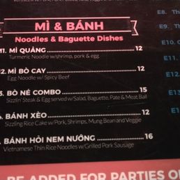 Noddles and Baguette dishes Noddles and Baguette dishes