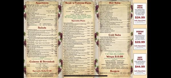 Menu photo 1 Scali's Pizza & Pasta Hudson, NY