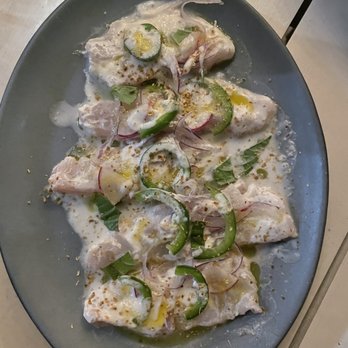 The Well - I couldn't find this on the online menu but it's fish with leche de Tigre, red onion, and jalapeños - Gluten-Free Near Me - Austin, Texas The Well - I couldn't find this on the online menu but it's fish with leche de Tigre, red onion, and jalapeños - Gluten-Free Near Me - Austin, Texas