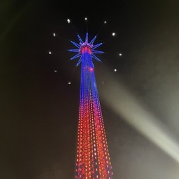 View of the StarFlyer at night from the bottom. View of the StarFlyer at night from the bottom.