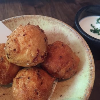 Frances - Bacon beignets with maple chive creme fraiche - New American Near Me - San Francisco, California Frances - Bacon beignets with maple chive creme fraiche - New American Near Me - San Francisco, California