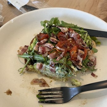 Modern Market - B-L toast. Which is avocado toast with bacon, arugula, tomatoes, and balsamic. Almost over $9 after a tip for one piece of toast. - Breakfast & Brunch Near Me - Denver, Colorado