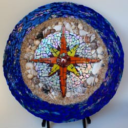 Masterpiece Glass - Mosaic wall art, "All Directions Point to the Sea", 13" in diameter, for sale $150.00