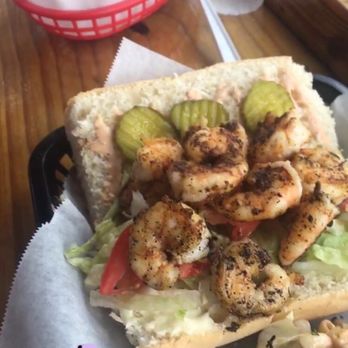 Bayou Bites - Blackened Shrimp Po Boy with a side of Macaroni Salad. - Cajun/Creole Near Me - Dunedin, Florida