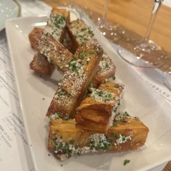 Sixty Vines - Truffled Vineyard Fries (crispy layered potatoes, pecorino, chives, lemon truffle cream) - Pizza Near Me - Raleigh, North Carolina Sixty Vines - Truffled Vineyard Fries (crispy layered potatoes, pecorino, chives, lemon truffle cream) - Pizza Near Me - Raleigh, North Carolina