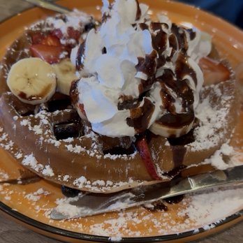 Babs Delta Diner - Blueberry waffles with fruit special for that day on Father's Day - Korean Near Me - Vallejo, California