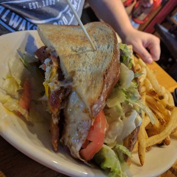 Twin Peaks - Old fashioned BLT, added egg, requested it runny,  came w fries - Sports Bars Near Me - St. Louis, Missouri