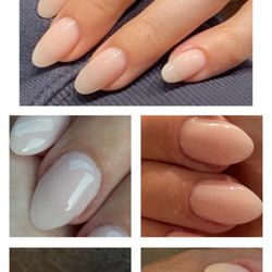 Lavish Nail Bar - Top photo: inspiration/expectation that was showed to nail tech  Bottom photos: what I left with - short and pointy and uneven