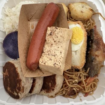 Nu'uanu Okazuya - Shoyu Hot Dog, Shoyu Tofu, Potato Hash Patty, noodles, Boiled Egg Fishcake, Sweet Potato, Gobo Fishcake, Miso Butterfish - Japanese Near Me - Honolulu, Hawaii Nu'uanu Okazuya - Shoyu Hot Dog, Shoyu Tofu, Potato Hash Patty, noodles, Boiled Egg Fishcake, Sweet Potato, Gobo Fishcake, Miso Butterfish - Japanese Near Me - Honolulu, Hawaii