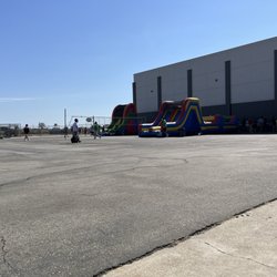 Oxford Academy - Basketball/volleyball courts On the right is the outside of the gym