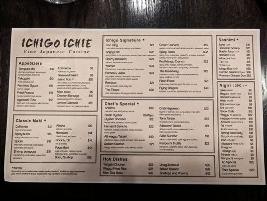 Menu photo 1 Ichigo Ichie Nashville, TN