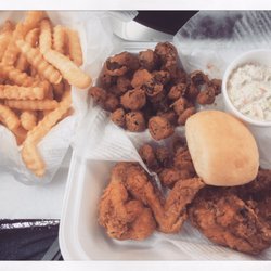 Maryland Fried Chicken - 2 piece white fried chicken, fries, slaw and fried okra.  Very good!!!