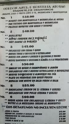 Menu photo 4 Hostería Atoyac México, D.F., DIF
