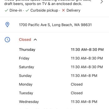 Lost Roo - Posted hours - American Near Me - Long Beach, Washington Lost Roo - Posted hours - American Near Me - Long Beach, Washington