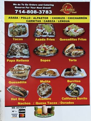 Menu photo 2 Andy’s Taco Truck Westminster, CA