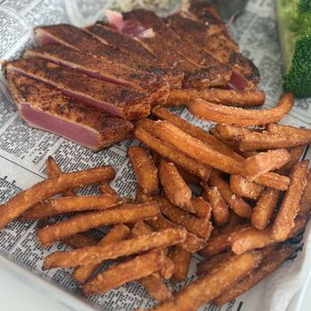 The Pier - Blackened Ahi Tuna with sweet potato fries - Seafood Near Me - Park Ridge, New Jersey
