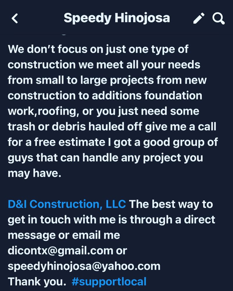 Slide of D&I Construction