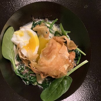 Le Train Bleu - Crispy egg with spinach and black truffles!! So delicious - French Near Me - Paris, 75 Le Train Bleu - Crispy egg with spinach and black truffles!! So delicious - French Near Me - Paris, 75