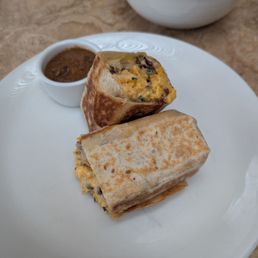 The small portion of the Breakfast Burrito. The small portion of the Breakfast Burrito.